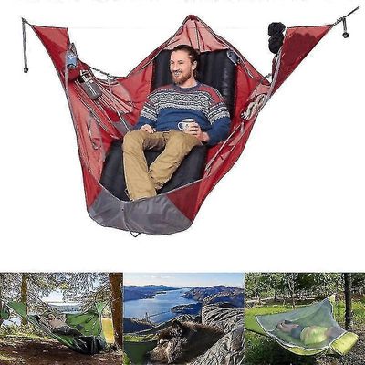 Ulkona litteä uni riippumattoTeltta Perhe ulkona Retkeily Riippumatto Repeämä anti-hyttysten vastainen makuupussi Itsehoitomatkavarusteet Black