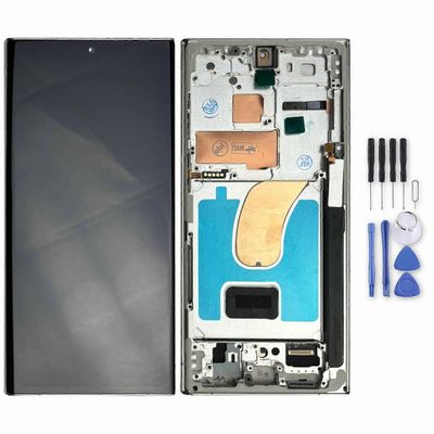 Wigento Samsung Galaxy S23 Ultra 5G -näytölle Täysi OLED LCD kehysyksiköllä Touch Varaosien korjaus hopea