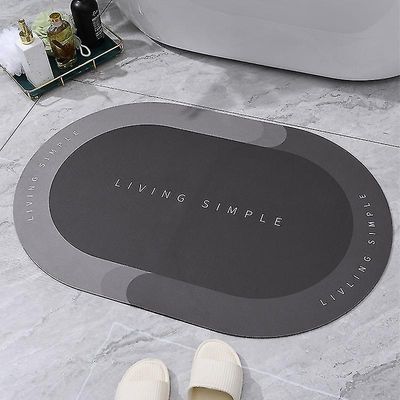 Suren Super absorberende bademåtte Hurtig tørring Badeværelse Tæppe Skridsikker Indgang Doormat Nappa Hud GulvMåtter Toilet 01 Grå 60x90cm