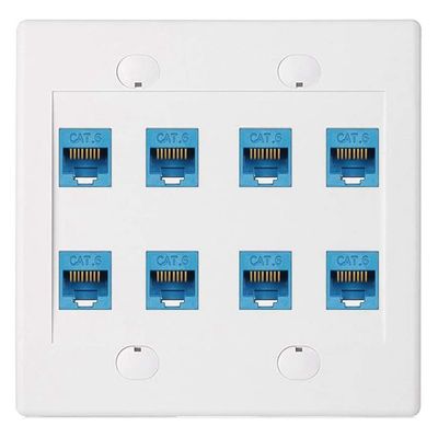 Ethernet veggplate 8-port - Double Gang Cat6 Rj45 Keystone Jack nettverkskabel frontplate Kvinne til som vist