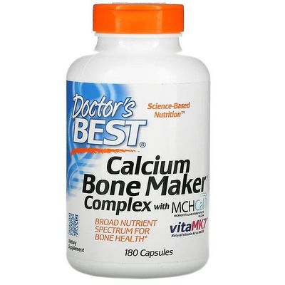 Doctor's Best Lääkärin paras kalsiumluun valmistajakompleksi, jossa on MCHCal-korkit 180