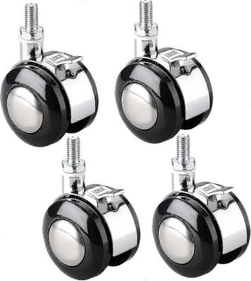 4 kpl Kääntyvät pyörät huonekaluille, M6 / M8 tuolivaunun kierteitetyt pyörät jarrusinkkiseospyörteillä, yökaappeihin, taitettaviin pöytiin, 1,5