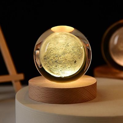 6cm 3d kristallipallo kristalli planeetta yövalo laser kaiverrettu aurinkokunta maapallo tähtitiede syntymäpäivälahja kotipöytä sisustus Moon 6cm w...