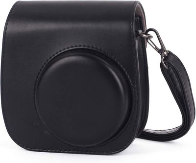 Linkrunning Instant Camera Case kompatibel med Instax Mini 11, PU lædertaske med lomme og justerbar skulderrem (sort)
