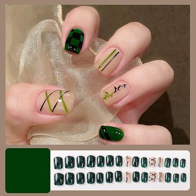 Bærbar negle patch aftagelig blød negle patch gelé lim færdig søm patch wearable nail patch Havsalt tåge blå