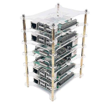 6-kerroksinen akryylinen luulevypino kirkas kotelokotelo Raspberry Pi 4b / 3b + / 3b / 2b / b + (ilman (haoyi