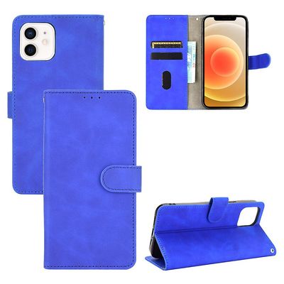 Etui til iphone 12 Cover Premium læder med kortholder Flip Folio magnetisk etui etui - sort Blå