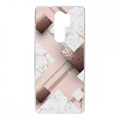 Crazy Kase Hull For Xiaomi Redmi 9 I Blød silikone, pink marmor og chokolade