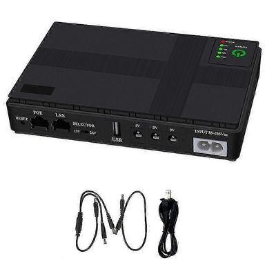 UPS Akun varmuuskopiointi 10400mAh litiumakku LED-valokaiuttimen WiFi-reitittimelle Musta US