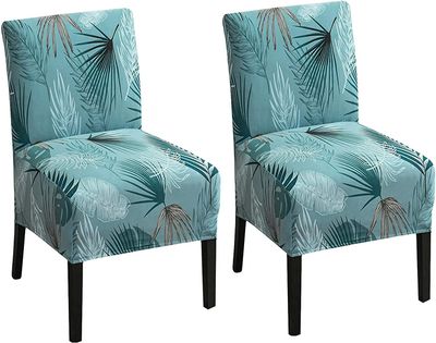 Linkrunning 2 stk Trykt armløs stol slipcover Stretch armløs accent stol betræk aftagelig accent tøfler stol betræk til stue spisestue hotel armløs
