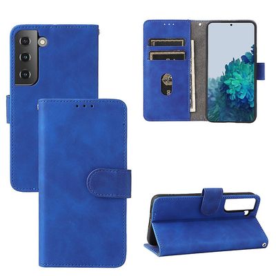 Etui til Samsung Galaxy S22 Cover Premium læder med kortholder Flip Folio magnetisk etui etui - sort Blå