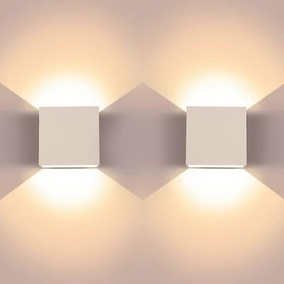 2 kpl 6W LED-seinävalaisimet, 3000k lämmin valkoinen moderni alumiininen ylä- ja alaseinävalaisin, sopii olohuoneeseen, makuuhuoneeseen, eteiseen, ...