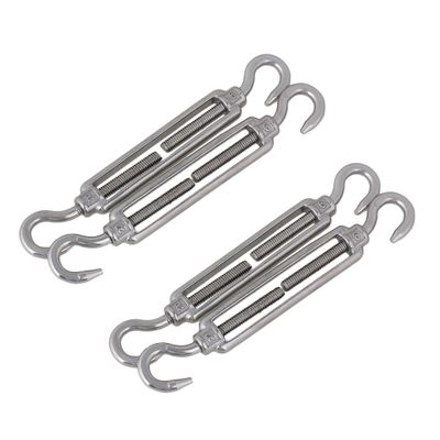 4Pcs rustfrit stål m6 krog til krog europæisk type turnbuckle sølv