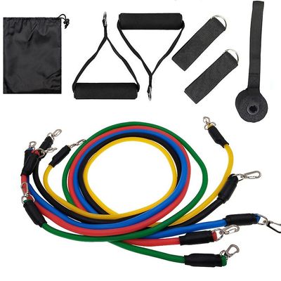 11pcs / sæt Latex Tubes Resistance Bands Home Gym Styrketræning Pull Rope Yoga Spænding Band Fitness Equipment