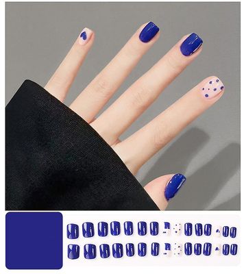 Bærbar negle patch aftagelig blød negle patch gelé lim færdig søm patch wearable nail patch Klein blå