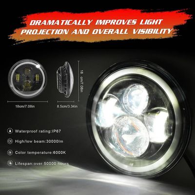 2 sett 7 tommers LED-frontlykter DRL blinklys kompatibelt med Wrangler Jk Tj CJ LJ, Crescent