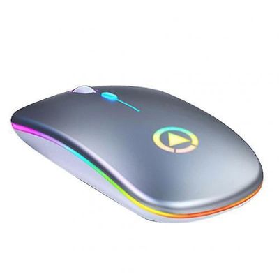 Qian Led baggrundsbelyst genopladelig trådløs lydløs mus Usb Mouse ergonomisk optisk gaming mus stationær pc laptop mus grå