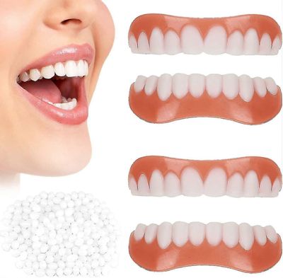 korkealaatuinen 2 paria tekohampaita Viilut, viilut Hampaat Kosmeettinen hammassuojus Väliaikaiset hammasproteesit Keinotekoiset hampaat Hammasprot...