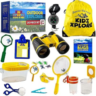 yougangoutdoor Explorer Kit Lahjat Lelut Lasten kiikarisarja Paras 6+ -vuotiaille pojille ja tytöille Lasten seikkailusarja Keltainen