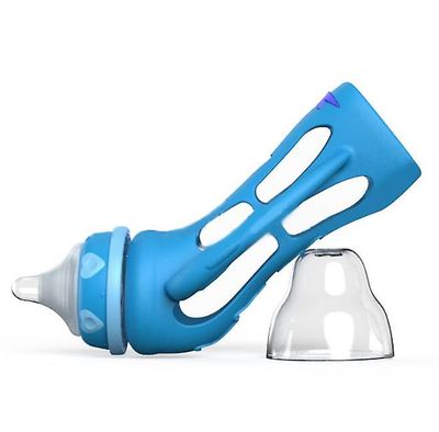 Yunshu Glas sutteflaske brystlignende sut med temperaturfølsomt beskyttelsesdæksel blå 240ml