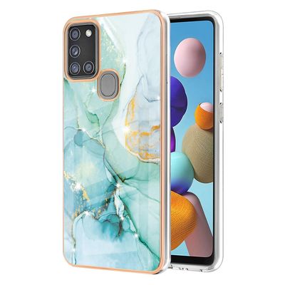 Foxdock Yhteensopiva Samsung Galaxy A21s -pehmeäkotelon marmorikuvion parannetun kameran ja näytön suojakannen kanssa C5