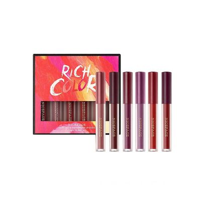 6stk / sett flytende leppestift vanntett kosmetisk langvarig sexy lipgloss leppeflekk sminkesett leppe Som vist