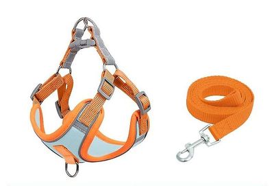 Zhuopai Lille og mellemstor hund reflekterende anti-break vest type hundesnor sæt blå orange m