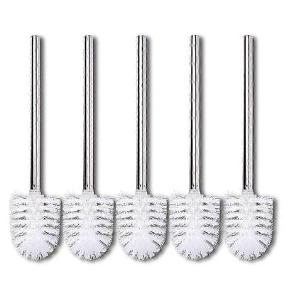 Vaihtoharjat 5 wc-harjan pakkaus Valkoinen harjaspää ruostumattomasta teräksestä valmistettu kahva Kiillotetut wc-harjaharjat