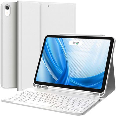 iPad Air 5./4. sukupolven kotelo langattomalla ladattavalla näppäimistöllä, 11 tuuman yhteensopivuus, valkoinen väri