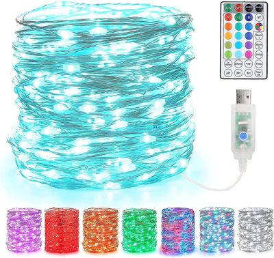 Värilliset keijuvalot, 10m 100 Leds Usb 18 Moniväriset vaihtokeijuvalot Sisätiloissa hopeiset keijuvalot Kaukosäädin makuuhuoneen ulkona jouluosaan