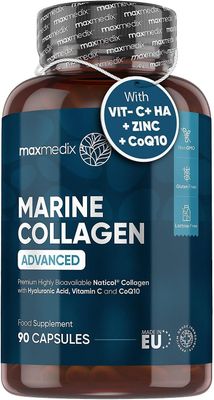 Maxmedix Marina kollagenkapslar 1455mg - Naticol typ 1 kollagentillskott för kvinnor och män - Hydrolyserat marint kollagenpeptidkomplex