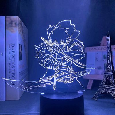 Yöpöytävalaisin Sung, Jin-Woo Anime Led Light Solo lastenhuoneen sisustukseen Yövalo Kid Bithday Gift Manga 3D-lamppu Makuuhuone pojille Tytöt Lahj...