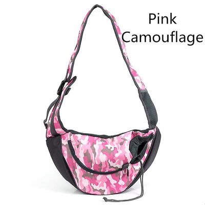 Udendørs Rejse Mesh Oxford Pet Hund skuldertaske, camouflage pink farve, s størrelse