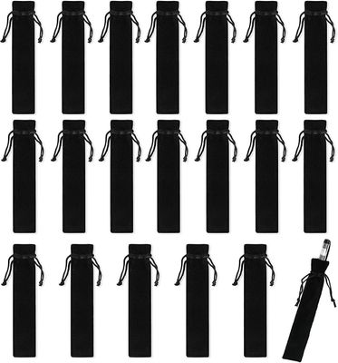 20 stykker Velvet Pen Pouch Snøring Gaveposer Single Pen Holder Emballasje Sleeve (svart)