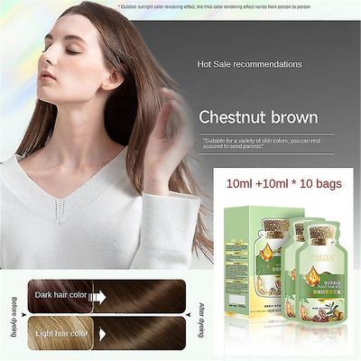 1/2box Natural Plant Hair Dye Bubble Ny Botanisk Baseret For Grå Hår Farve Bubble Dye Kr Kastanjebrun 1Box