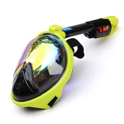 Ebox Full face anti-dug dykkermaske og snorkelsæt til undervandsdykning Gul L/xl