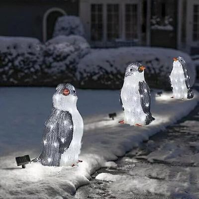 Yesfit 3pc light-up pingvin jul utendørs dekorasjoner med led hagelys Liten