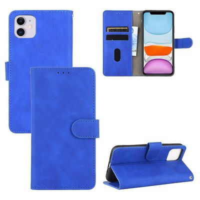 Etui til iphone 11 Cover Premium læder med kortholder Flip Folio magnetisk etui etui - sort Blå