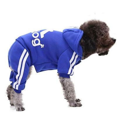 Witdreamer 4 ben Kæledyr Hundetøj Kat Hvalpefrakke Sport Hættetrøjer Varm sweater Jakke Tøj Blå XS