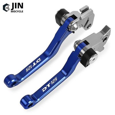 Unik for Yamaha Dt125 Dt 125 1987-2005 2004 Cnc Aluminium Motorcoss Pit Dirt Bike Pivot Sammenleggbar brems Clutch spaker med logo DT125 Et par blå