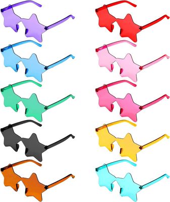 Pentagrambriller, fargerike gjennomsiktige stjernesolbriller Rimløse klare stjernesolbriller for kvinner Barn Star solbriller sett (10 par, 10 farg...