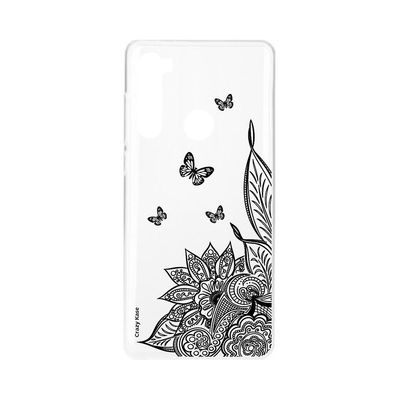 Crazy Kase Skrog til Xiaomi Redmi Note 8 Blød Mandala blomst og sort sommerfugl