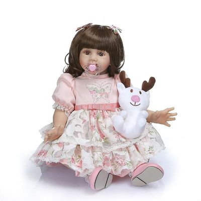 Genfødsel dukke 60cm høj kvalitet genfødt lille barn fridolin prinsesse bebe dukke genfødt lang krøllet hår dukke 6-9m ægte baby størrelse sød gave