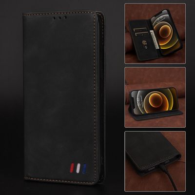 Etui til iphone 12 Mini Cover Magnetisk lukning Tegnebog Bog Flip Folio Stand View Læder cover Stødsikker - Sort