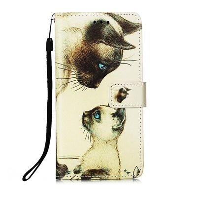Foxdock Kompatibel med Samsung Galaxy S22 Plus Case Læder Flip Tegnebog cover med kort slotholder kickstand mønster - to katte