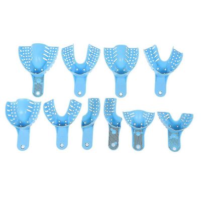 Sett med 10pcs dental inntrykk skuffer dental forsyning tann holder plast tannlege