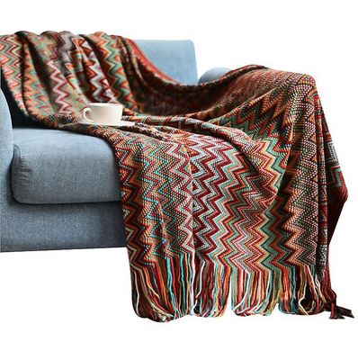 Yunshu Trykt sofatæppe blødt sommerstrikket tæppe kontor lur aircondition tæppe rød 130*200cm