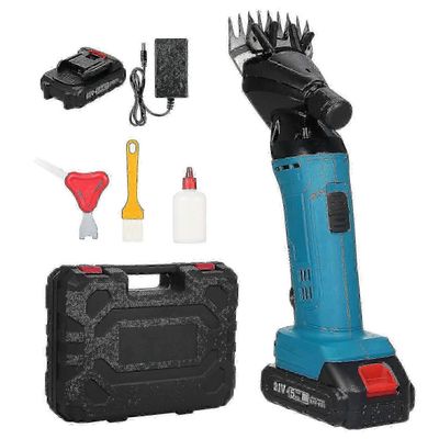 9-hampainen 6-nopeuksinen säädettävä litiumionivillaleikkurisarja Litiumioniparranajokoneen leikkauskone-TF EU-pistoke - 2 paristoa