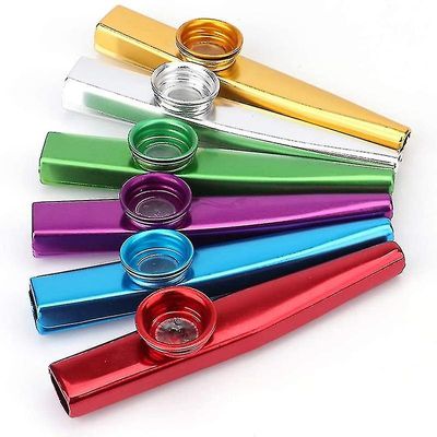 24-pack Metal Kazoos Med 24 stk Kazoo Fløyte membraner 6 farger, god følgesvenn for ukulele, fiolin som vist