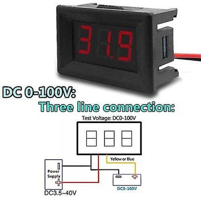 0.36Inch mini digital voltmeter dc 3v til 32v digital voltmeter 0-100v spænding panel meter rød elektromobil motorcykel bil Dc 0-100v